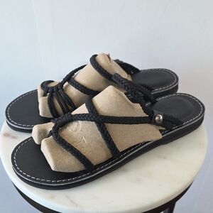 Vines Women's Black Braided Rope Slide Sandals Size 12
